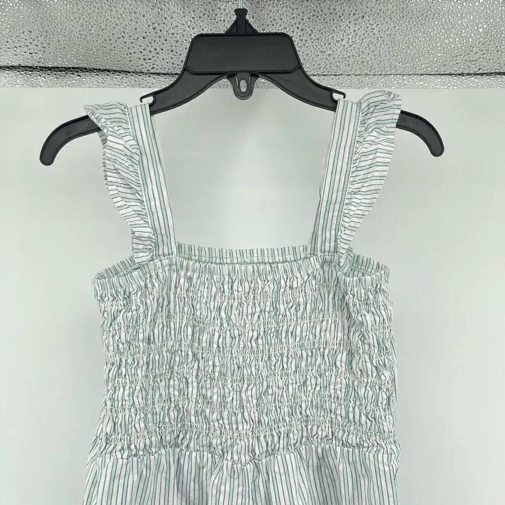 Carter’s Girls Blue Striped Smocked 100% Cotton Sleeveless Jumpsuit Size 5